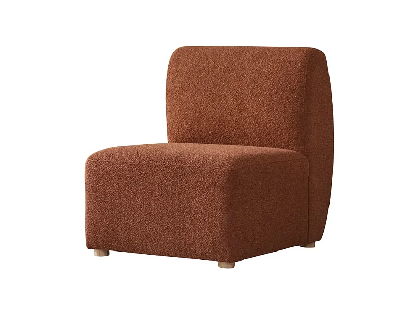 Tiefer Modulsessel Swann aus massivem Akazienholz mit terrakottafarbenem Stoffbezug