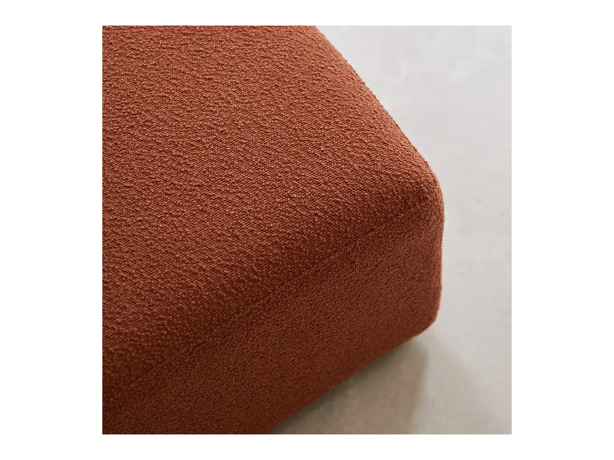 Tiefer Modulsessel Swann aus massivem Akazienholz mit terrakottafarbenem Stoffbezug