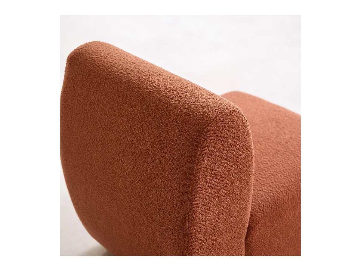 Tiefer Modulsessel Swann aus massivem Akazienholz mit terrakottafarbenem Stoffbezug