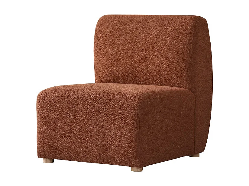 Tiefer Modulsessel Swann aus massivem Akazienholz mit terrakottafarbenem Stoffbezug