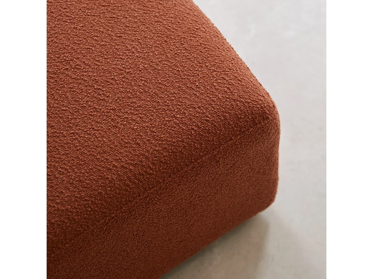 Tiefer Modulsessel Swann aus massivem Akazienholz mit terrakottafarbenem Stoffbezug