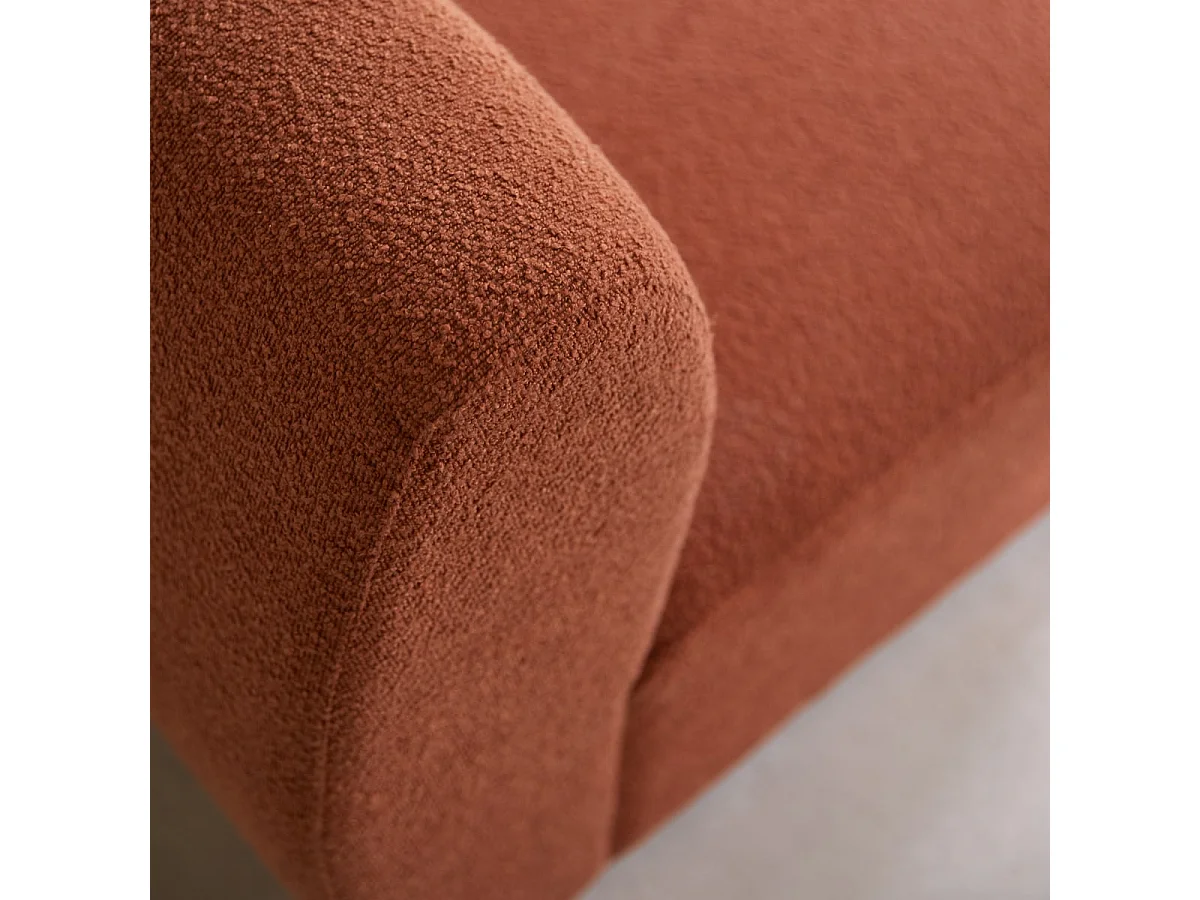 Tiefer Modulsessel Swann aus massivem Akazienholz mit terrakottafarbenem Stoffbezug