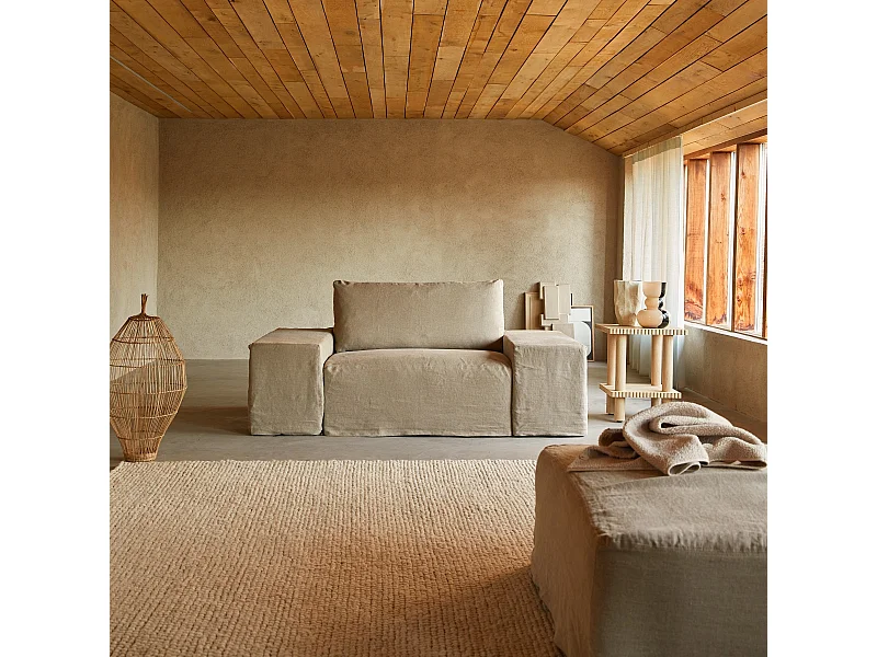 Poltrona modulabile in lino naturale, 1 posto