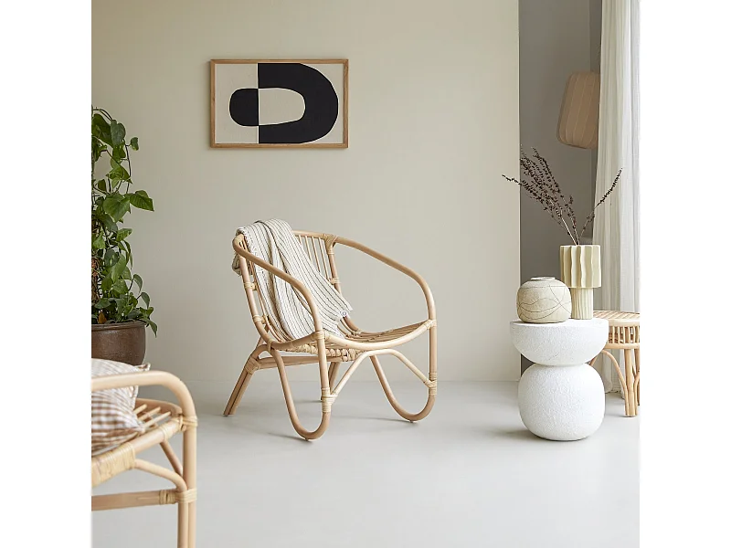 sedia seduta poltrona rattan grigio soggiorno vintage naturale veranda design, 1 posto