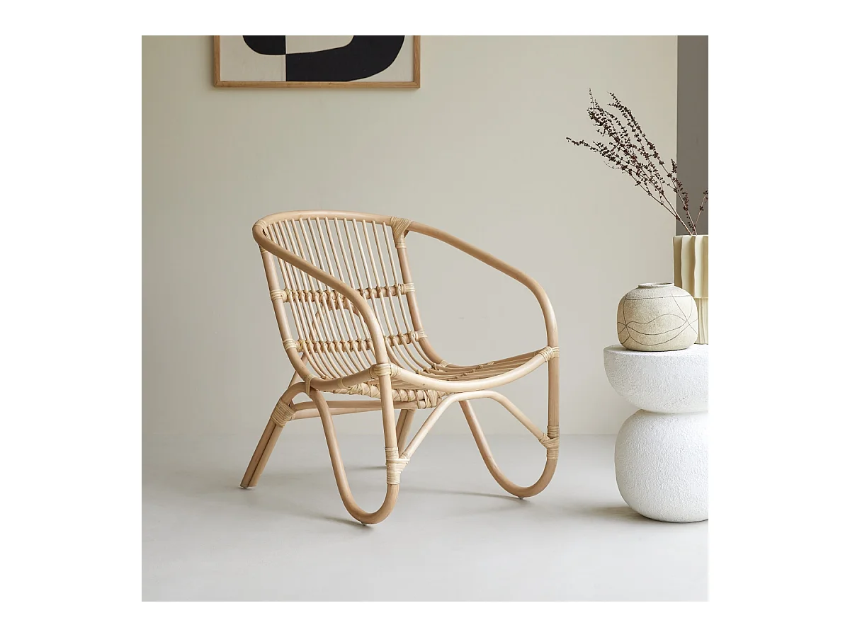 Chaise en rotin Mutine naturel, 1 place