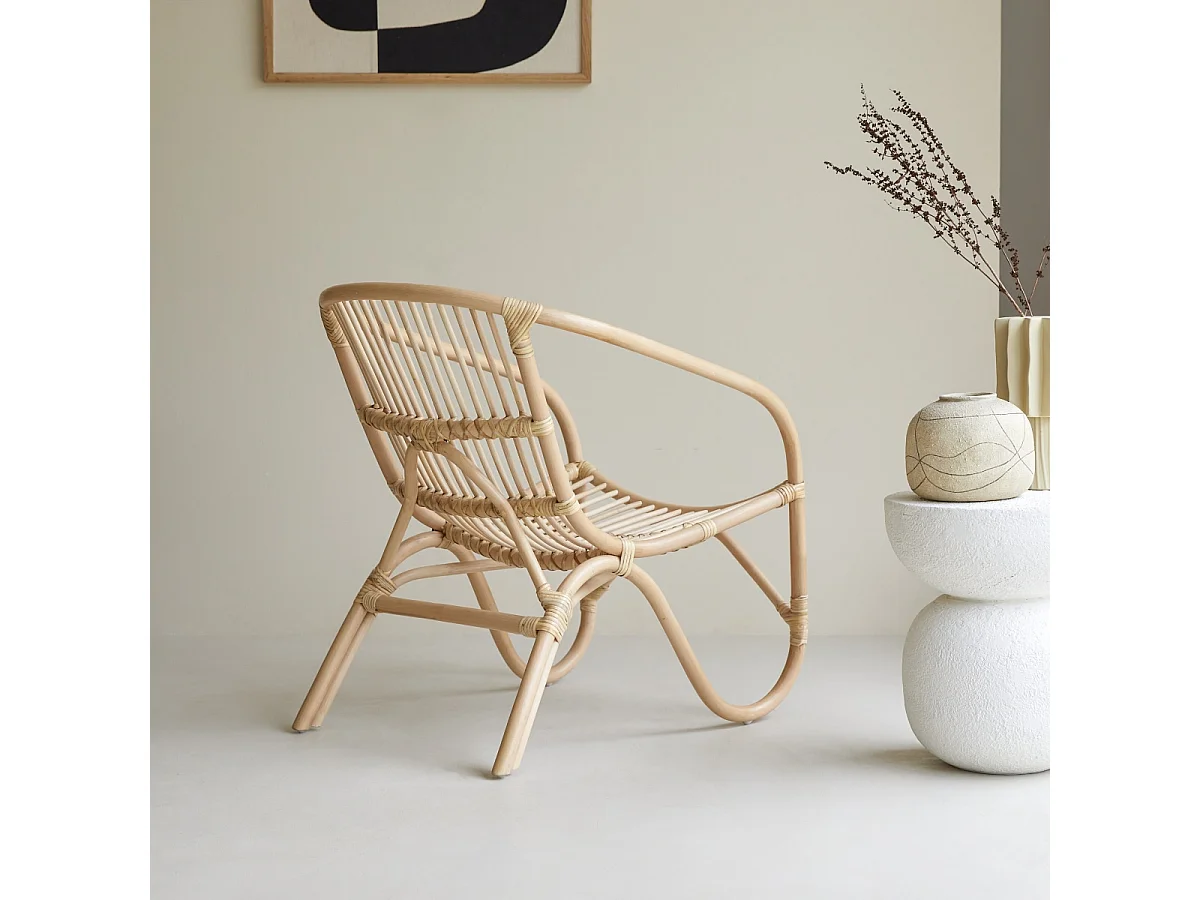 Sessel aus Rattan Natur Vintage Wohnzimmer Wintergarten neu Tikamoon ,1-Sitz