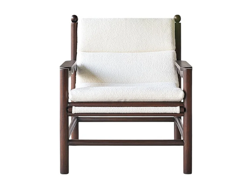 Sessel Alix aus massivem Mindiholz mit naturfarbenem Stoffbezug, 1-Sitzer