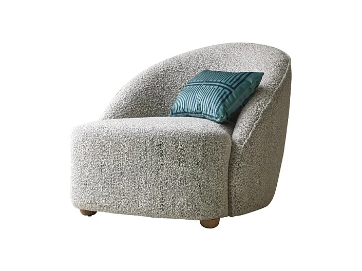 Fauteuil Soren 1 place en acacia massif et tissu gris