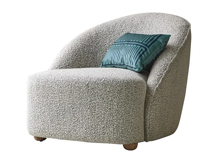 Fauteuil Soren 1 place en acacia massif et tissu gris