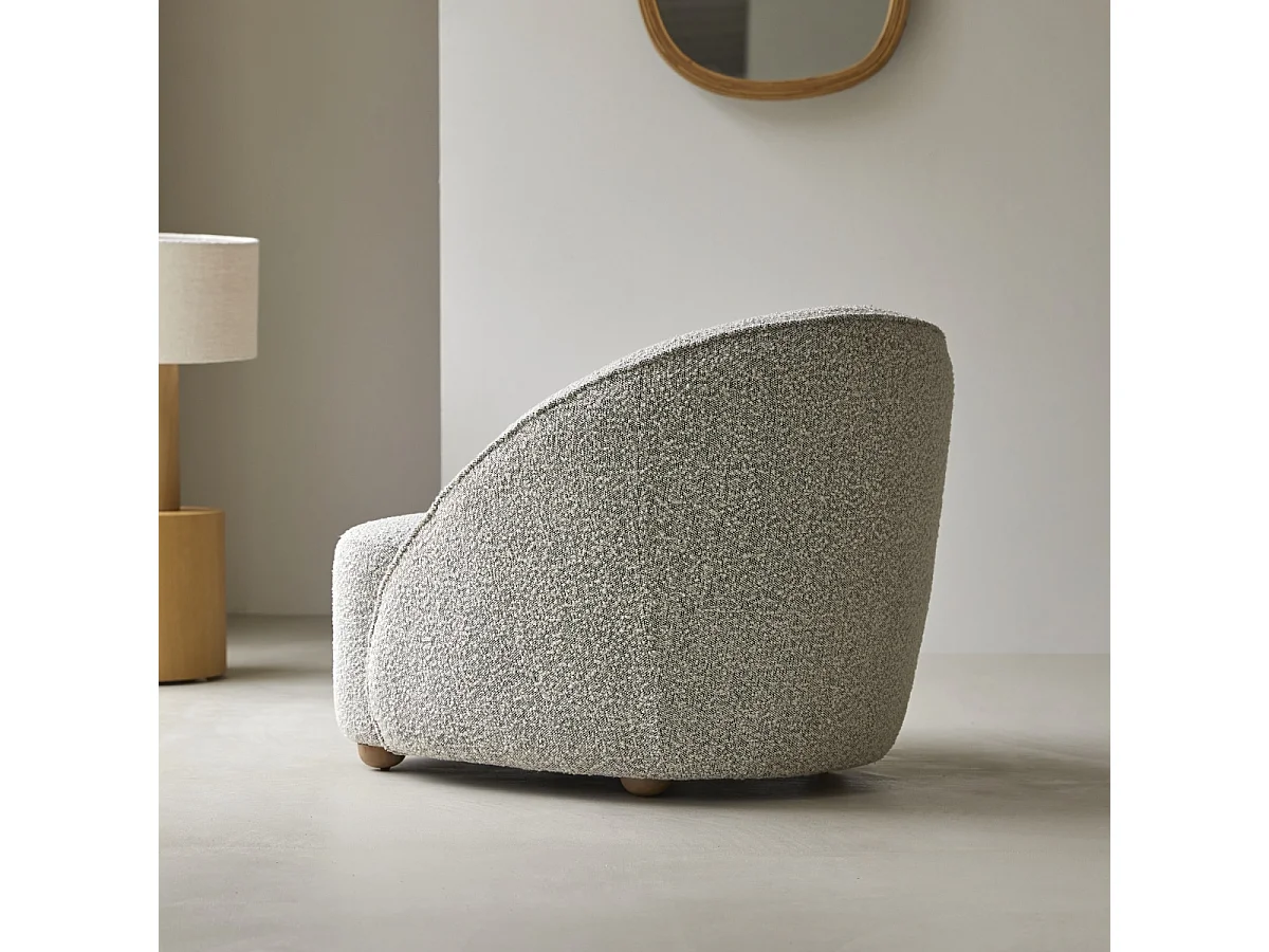 Poltrona Soren in acacia e tessuto grigio