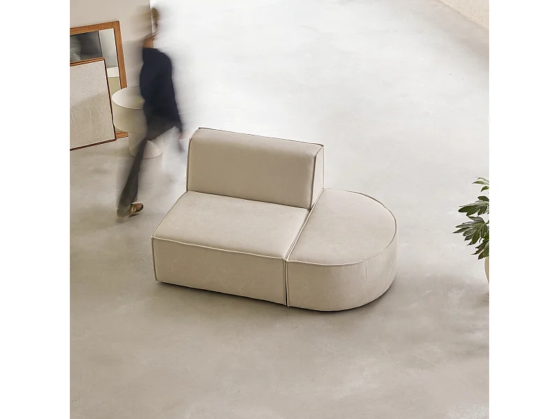 Fauteuil lounge modulable Dario en tissu beige
