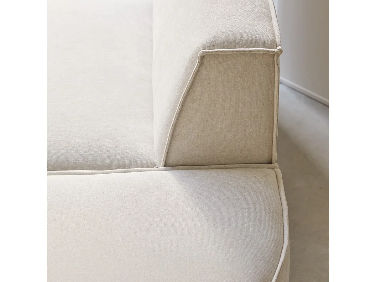 Lounge-Modulsessel Dario mit beigefarbenem Stoffbezug