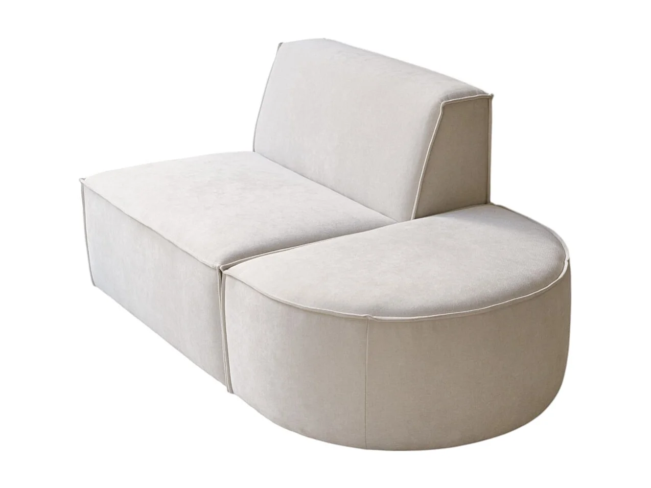 Lounge-Modulsessel Dario mit beigefarbenem Stoffbezug