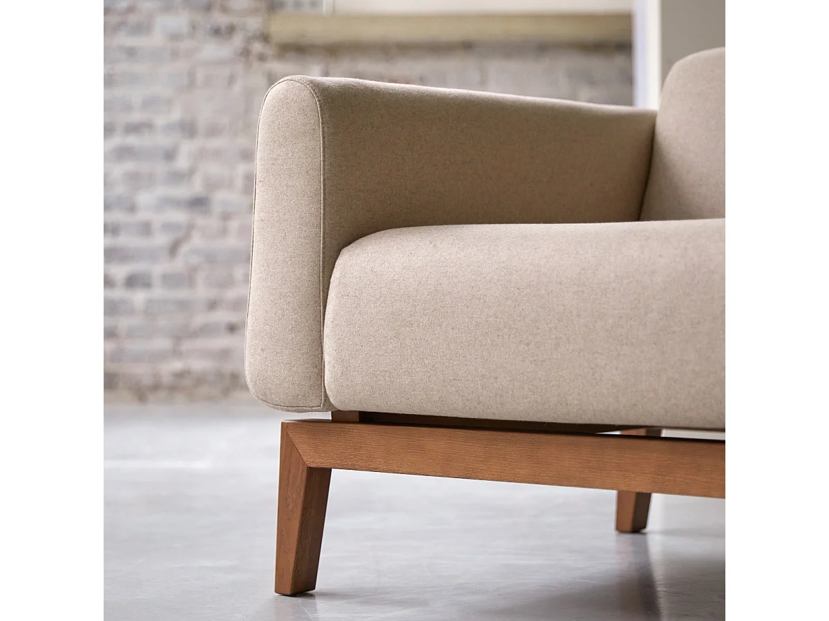 Poltrona Bjorn in rovere massello e lana ecrù, 1 posto