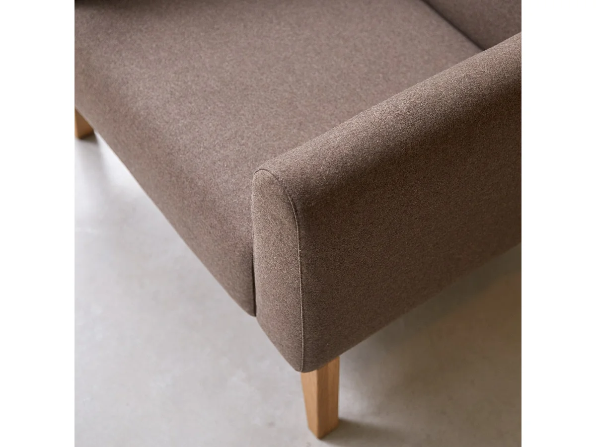 Fauteuil Bjorn en chêne massif et tissu marron, 1 place