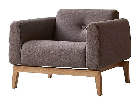 Fauteuil Bjorn en chêne massif et tissu marron, 1 place