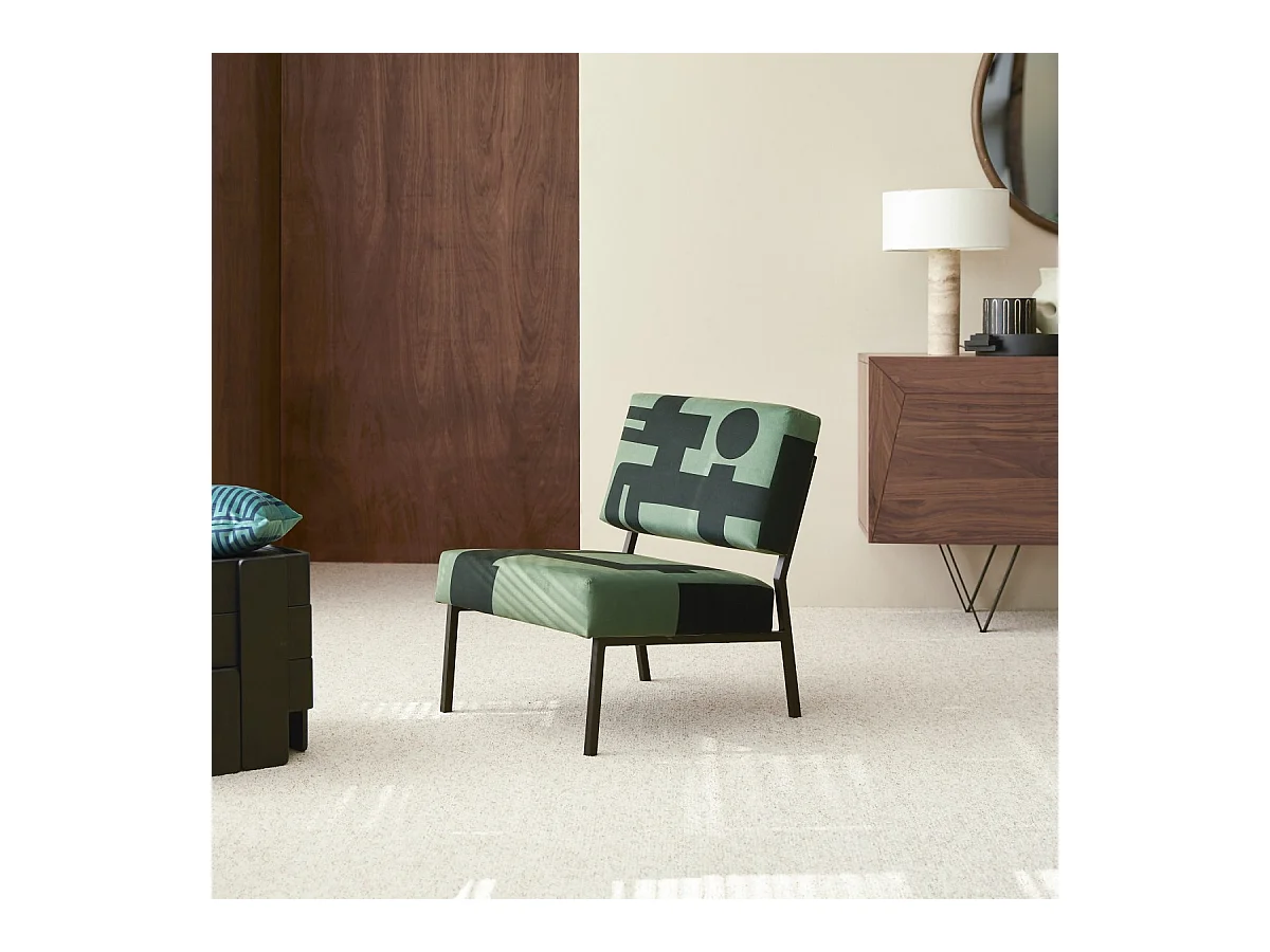 Poltrona in similpelle scamosciata Barbican verde, 1 posto