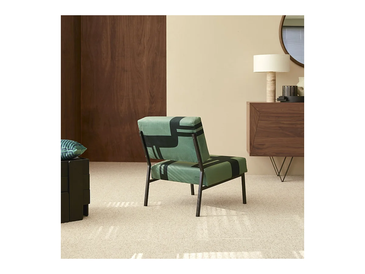 Poltrona in similpelle scamosciata Barbican verde, 1 posto