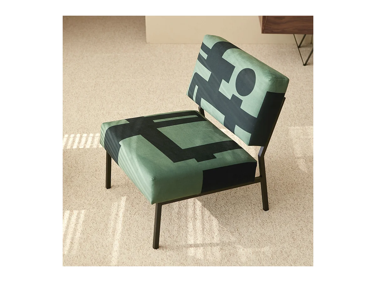 Poltrona in similpelle scamosciata Barbican verde, 1 posto