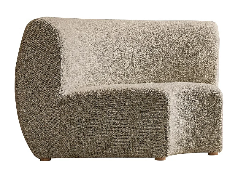 Fauteuil d’angle modulable en acacia massif et tissu gris Swann