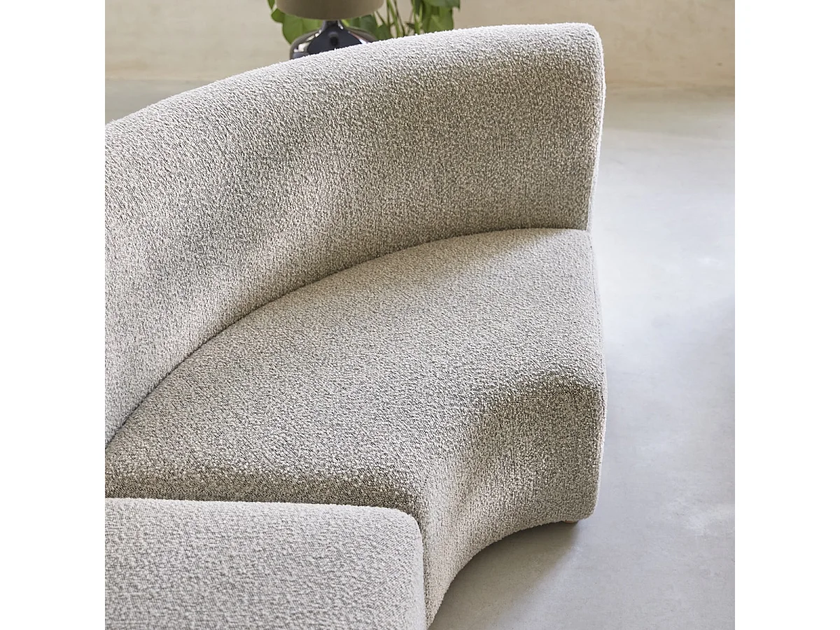 Fauteuil d’angle modulable en acacia massif et tissu gris Swann