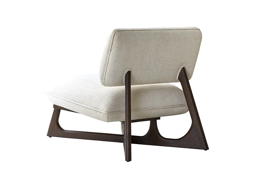 Niedriger Sessel Brune aus massivem Mindiholz und ecrufarbenem Stoff ,1-Sitz