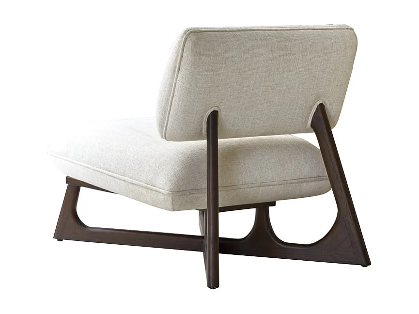 Fauteuil bas en bois de mindi massif et tissu écru Brune, 1 place