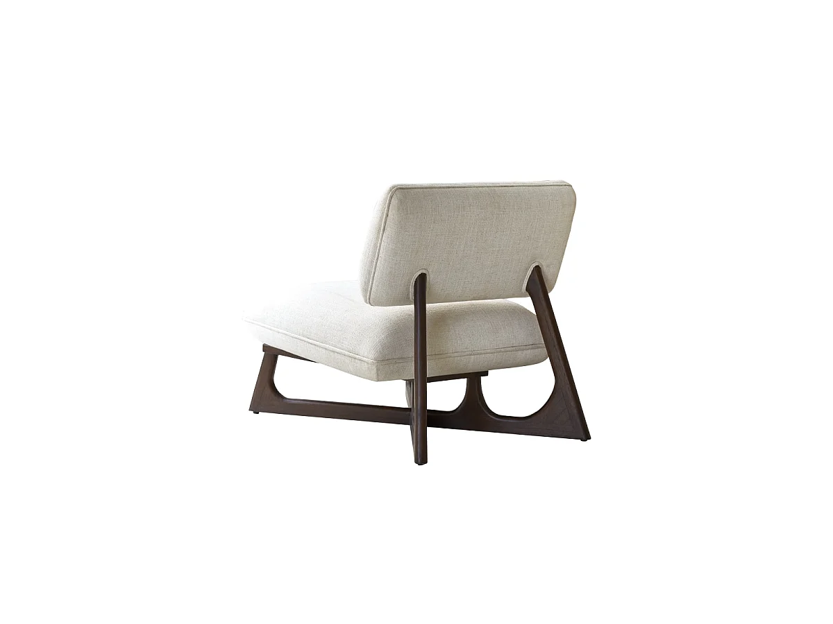 Fauteuil bas en bois de mindi massif et tissu écru Brune, 1 place