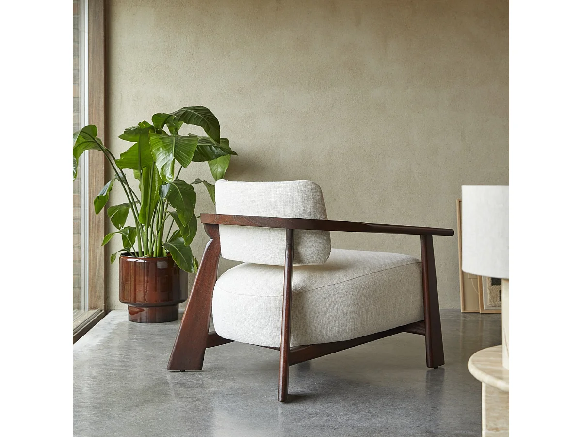Sessel Matéo aus Mindiholz mit Stoffbezug, 1-Sitzer