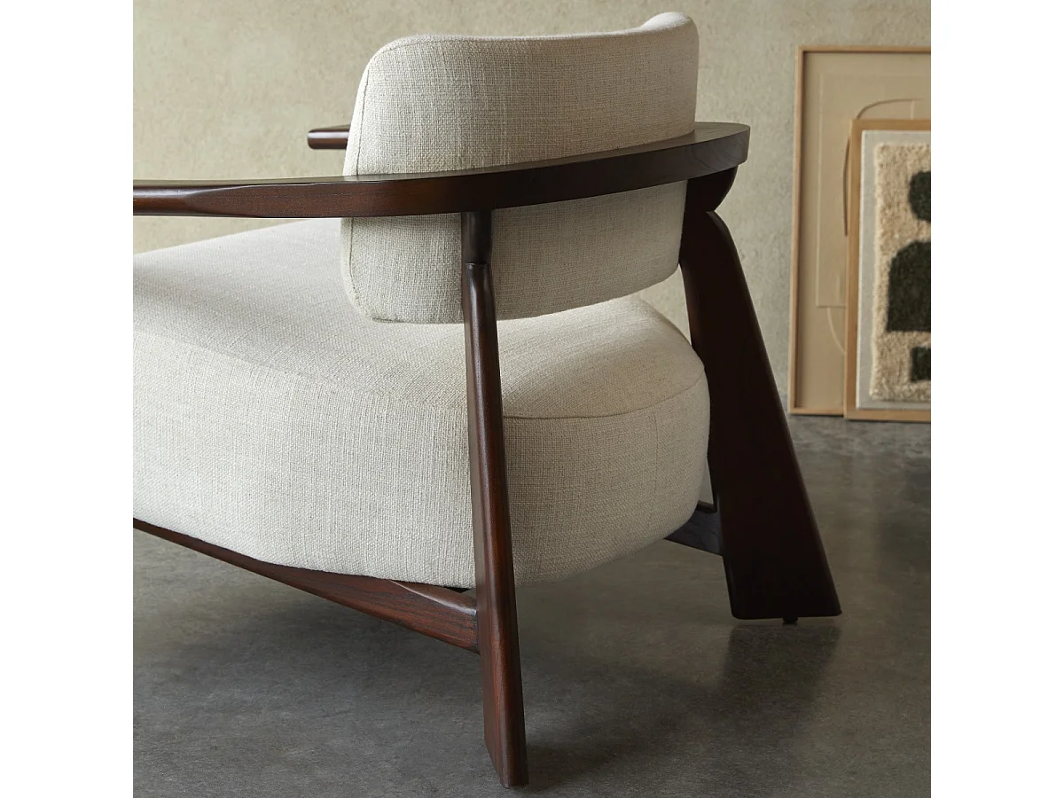 Sessel Matéo aus Mindiholz mit Stoffbezug, 1-Sitzer