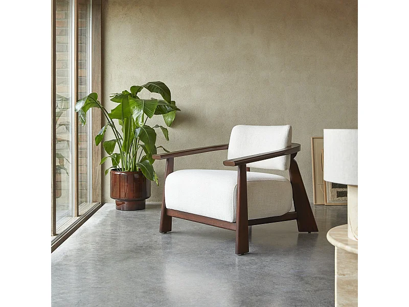 Sessel Matéo aus Mindiholz mit Stoffbezug, 1-Sitzer