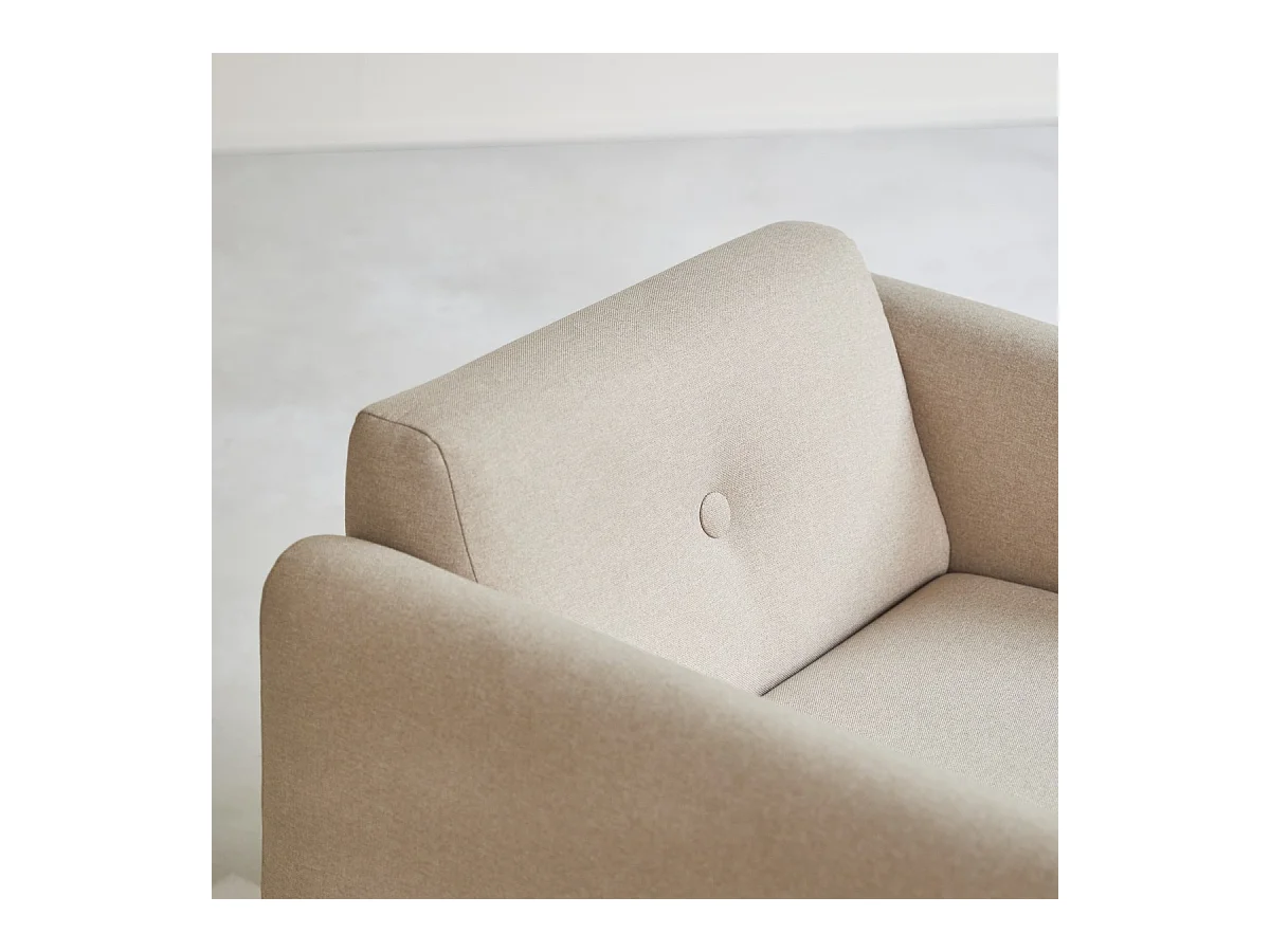 Fauteuil Bjorn en chêne massif et tissu écru, 1 place