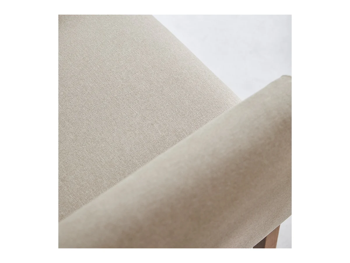 Fauteuil Bjorn en chêne massif et tissu écru, 1 place