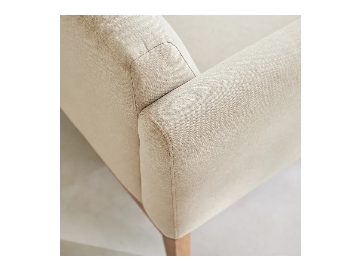 Fauteuil Bjorn en chêne massif et tissu écru, 1 place