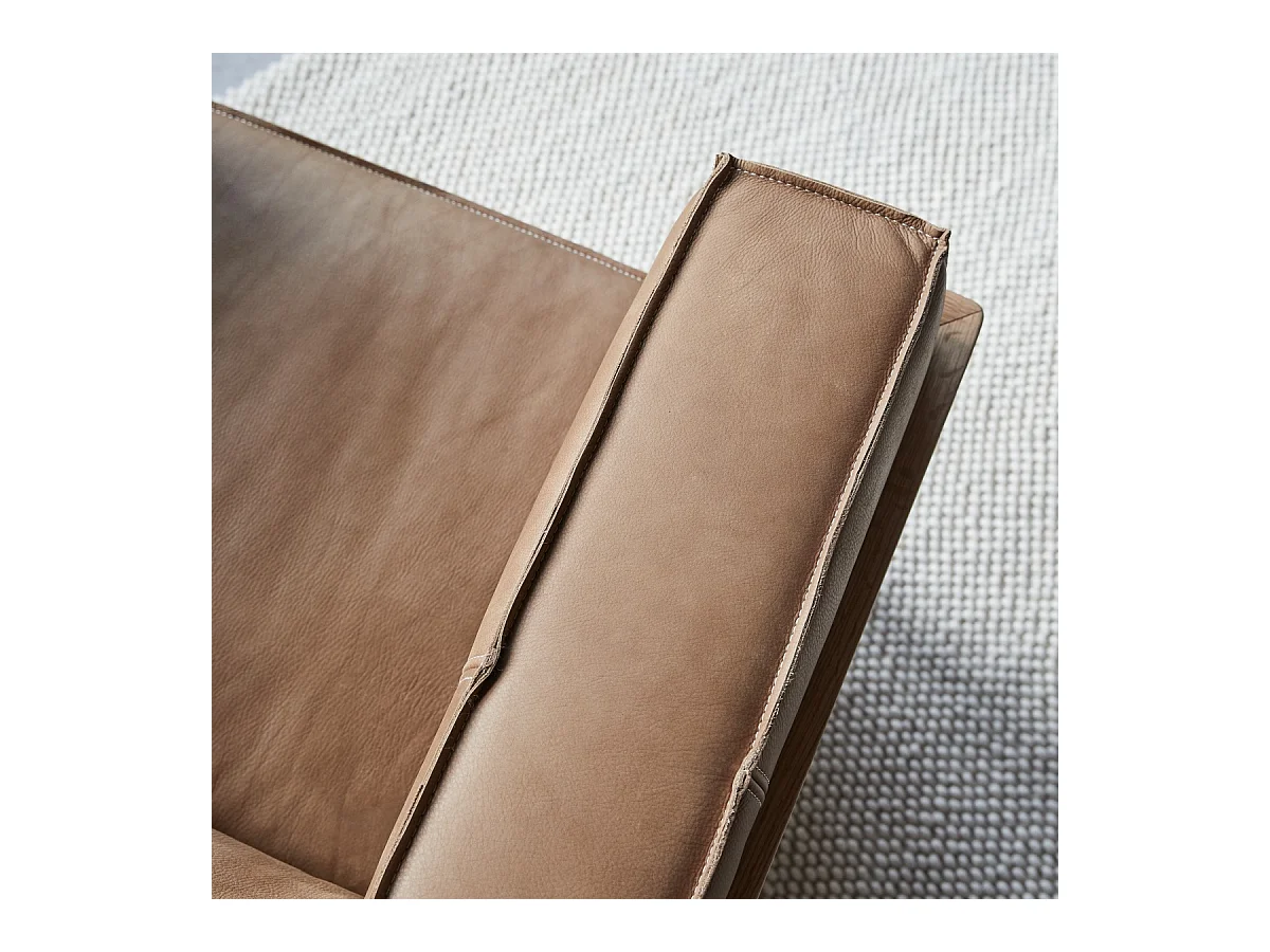 Sessel Cobbelwood Cheyenne aus Leder und Massivholz Design ,1-Sitz