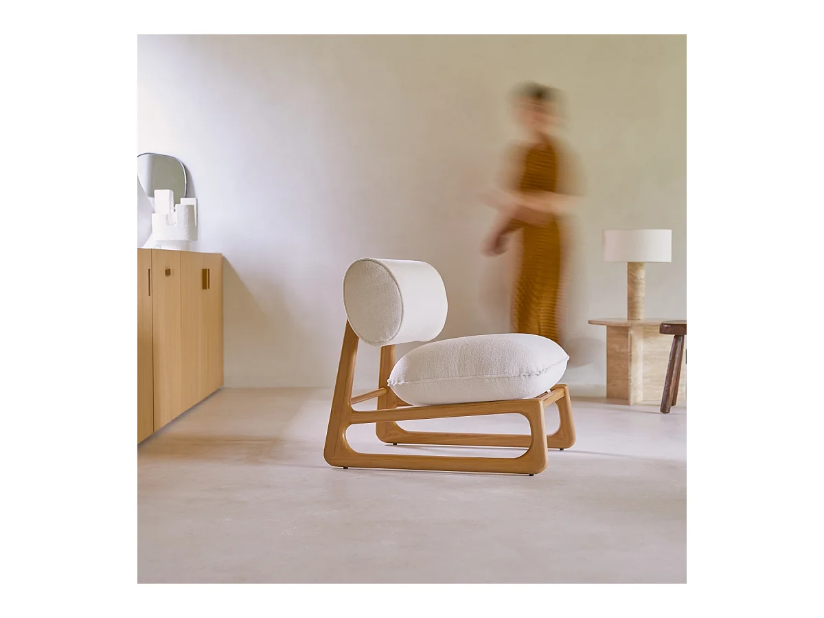 Sessel aus massivem Teakholz und Stoff Julia