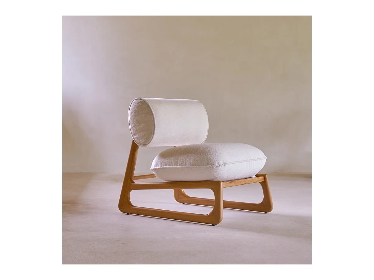 Sessel aus massivem Teakholz und Stoff Julia