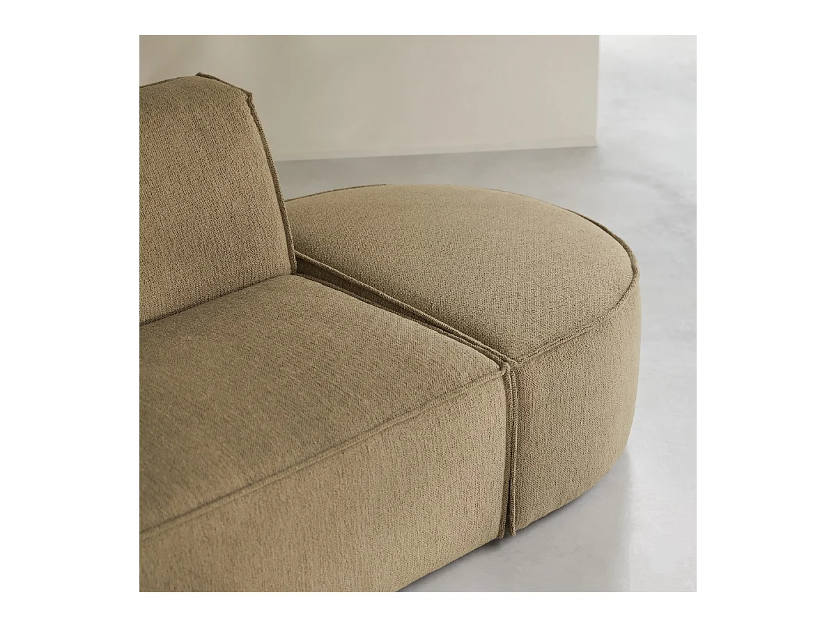 Fauteuil lounge modulable Dario en tissu camel