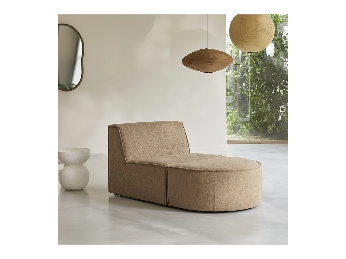 Fauteuil lounge modulable Dario en tissu camel