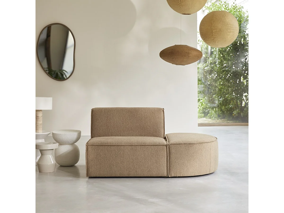 Fauteuil lounge modulable Dario en tissu camel