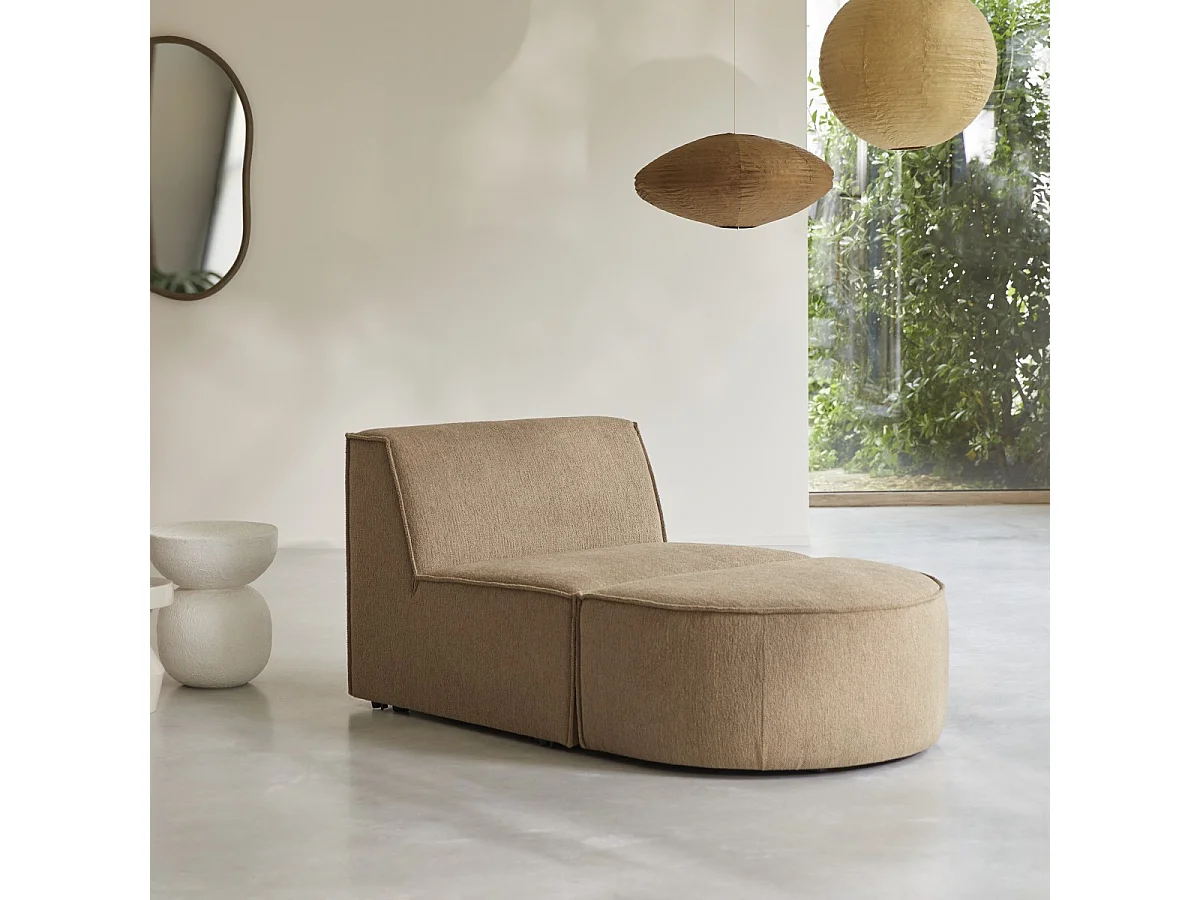 Poltrona lounge modulabile Dario in tessuto cammello