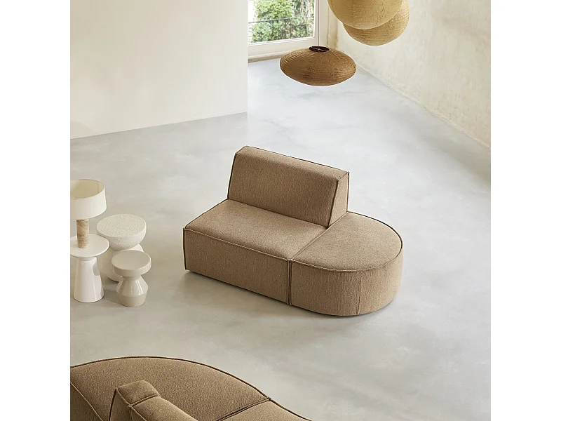 Poltrona lounge modulabile Dario in tessuto cammello