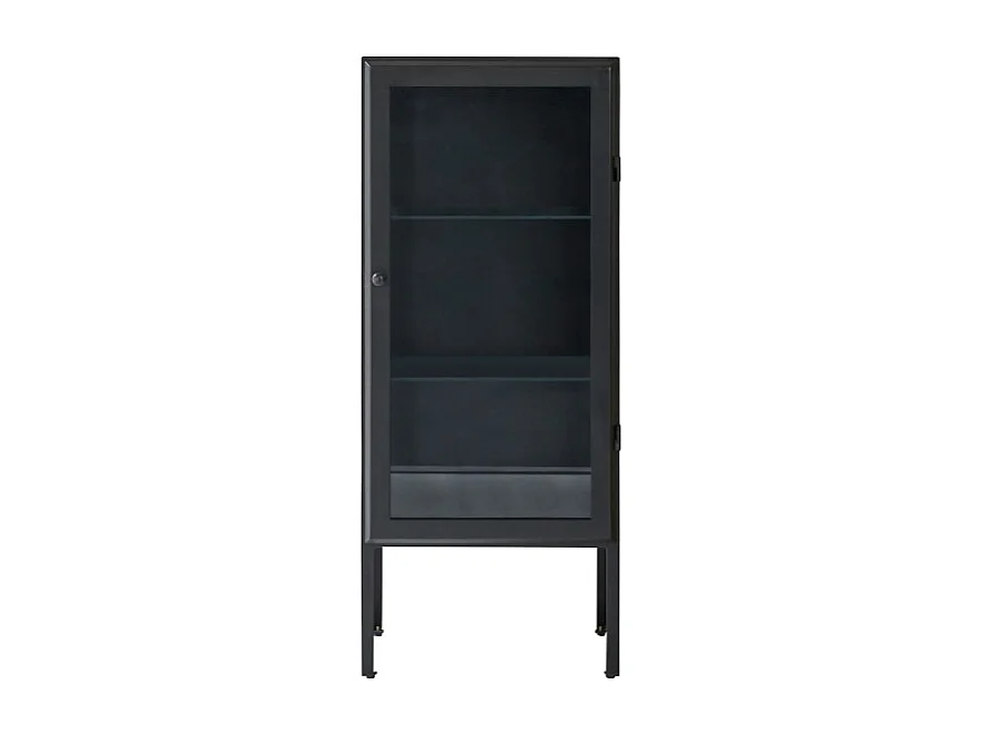 Vitrine Badschrank industrieller Stil 120 cm mit Glasfront schwarzes Metall