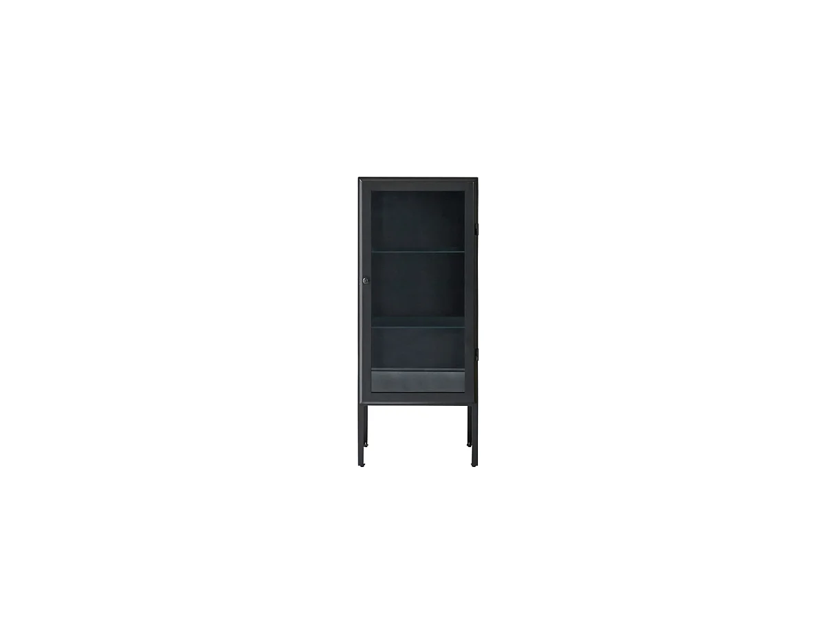 Vitrine Badschrank industrieller Stil 120 cm mit Glasfront schwarzes Metall