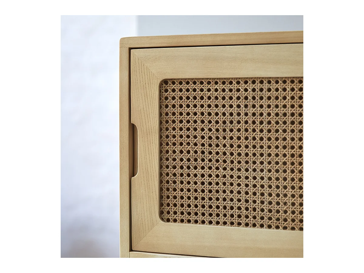 Colonne haute en bois d'orme massif et cannage Luis