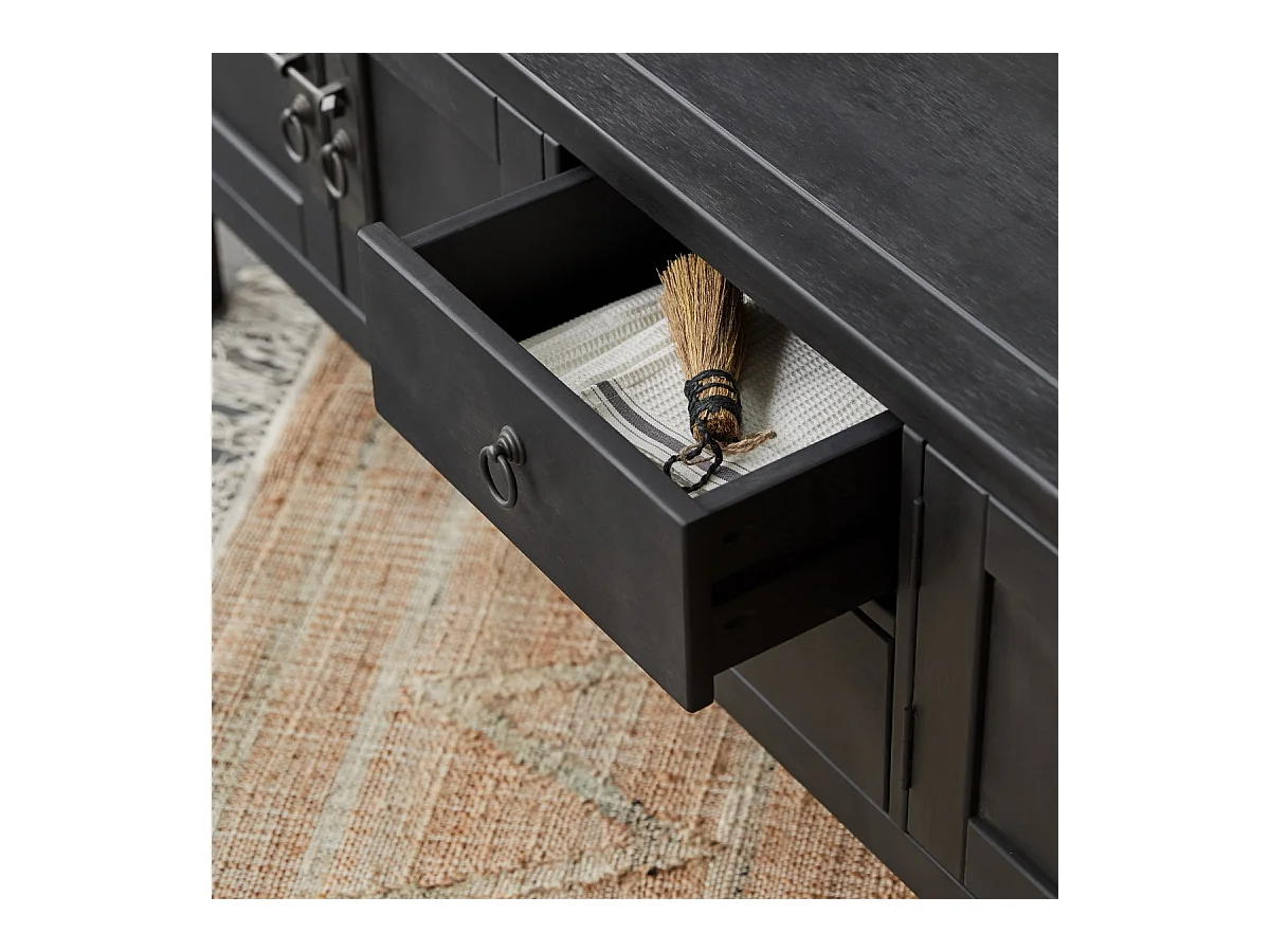 Thaki black - TV-Schrank aus massiver Kiefer 170