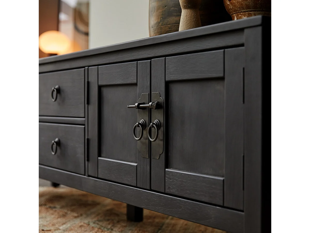 Thaki black - TV-Schrank aus massiver Kiefer 170