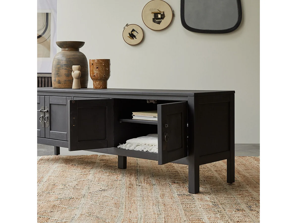 Thaki black - TV-Schrank aus massiver Kiefer 170
