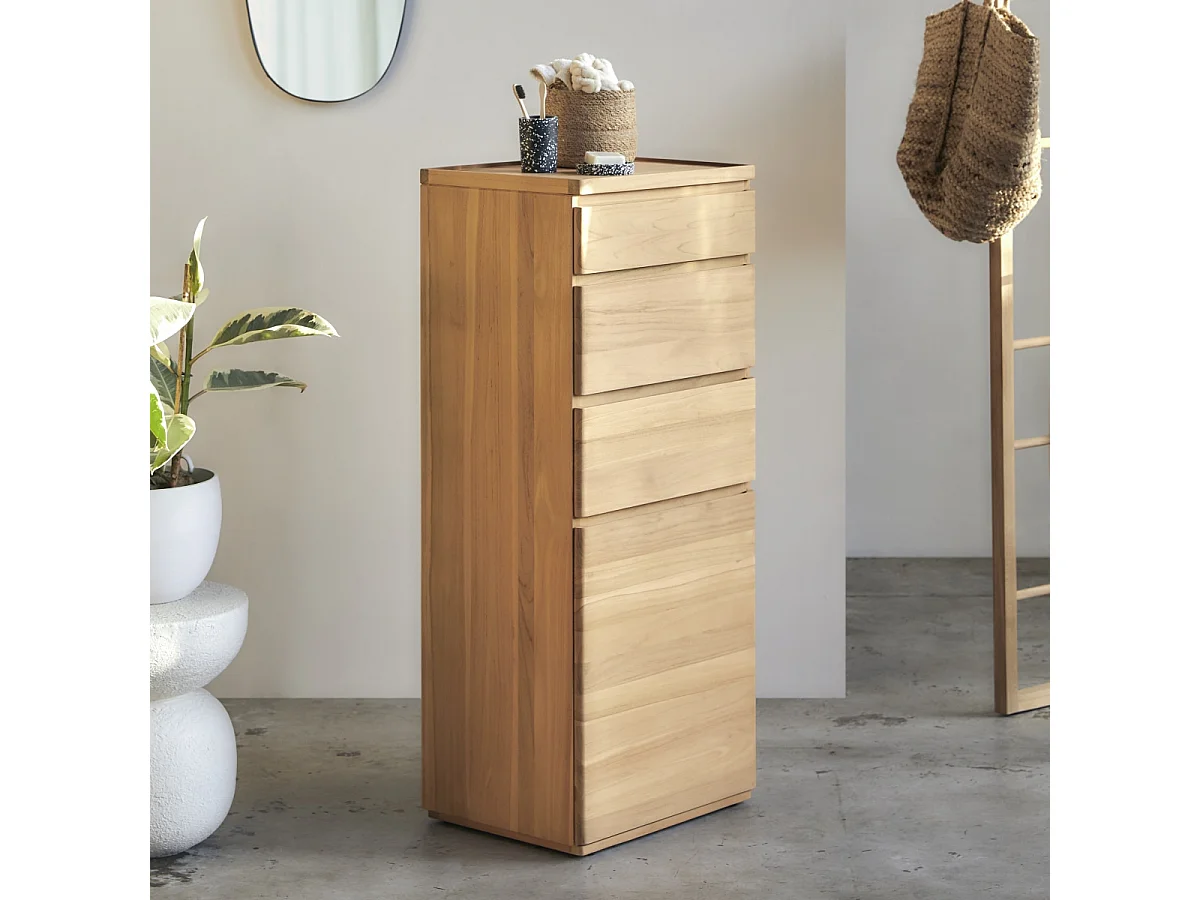 Hochschrank Nino aus massivem Teakholz