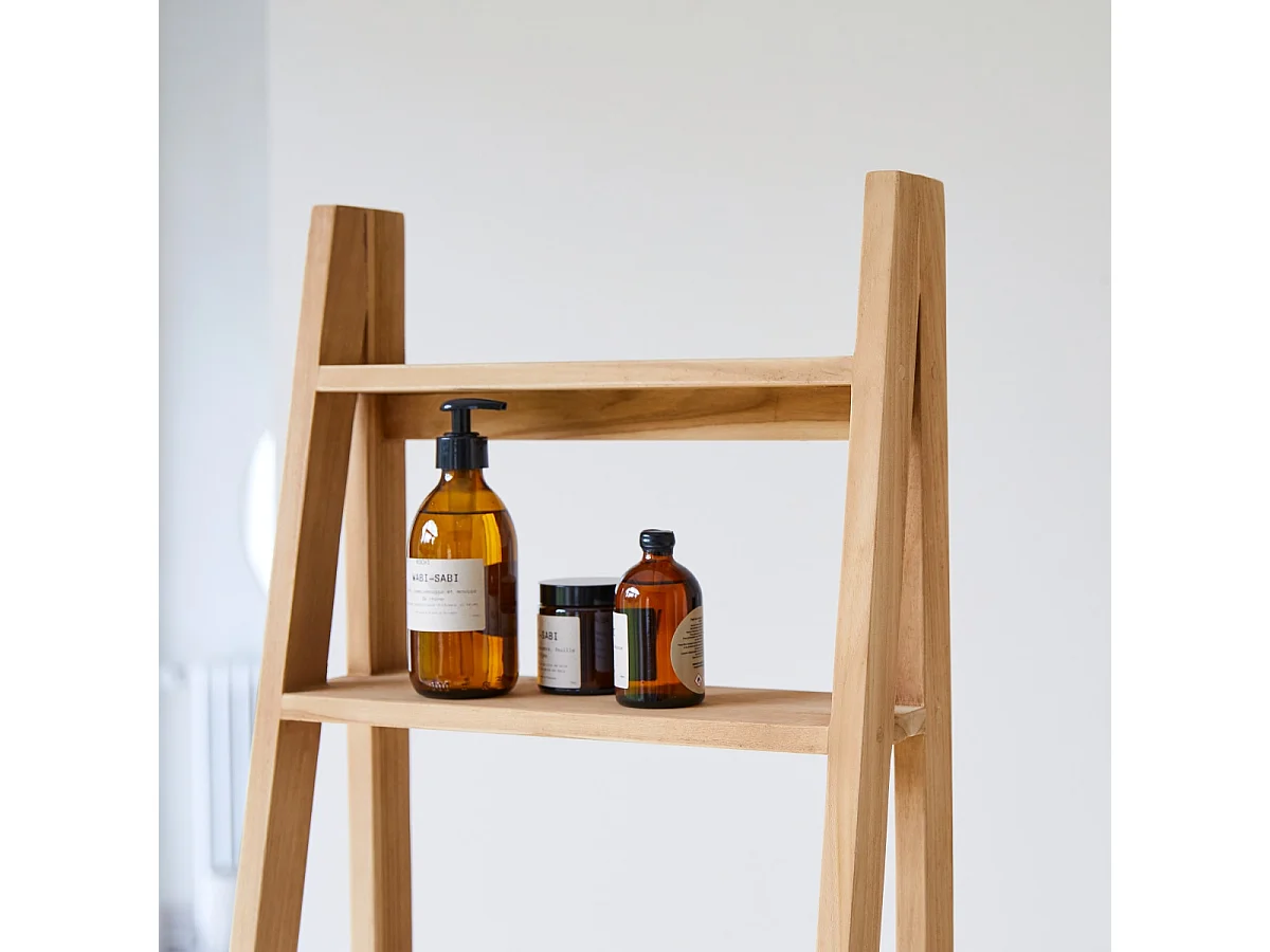 Badezimmerregal Regal für Badezimmer aus Teak Massivholz stilvoll und natürlich
